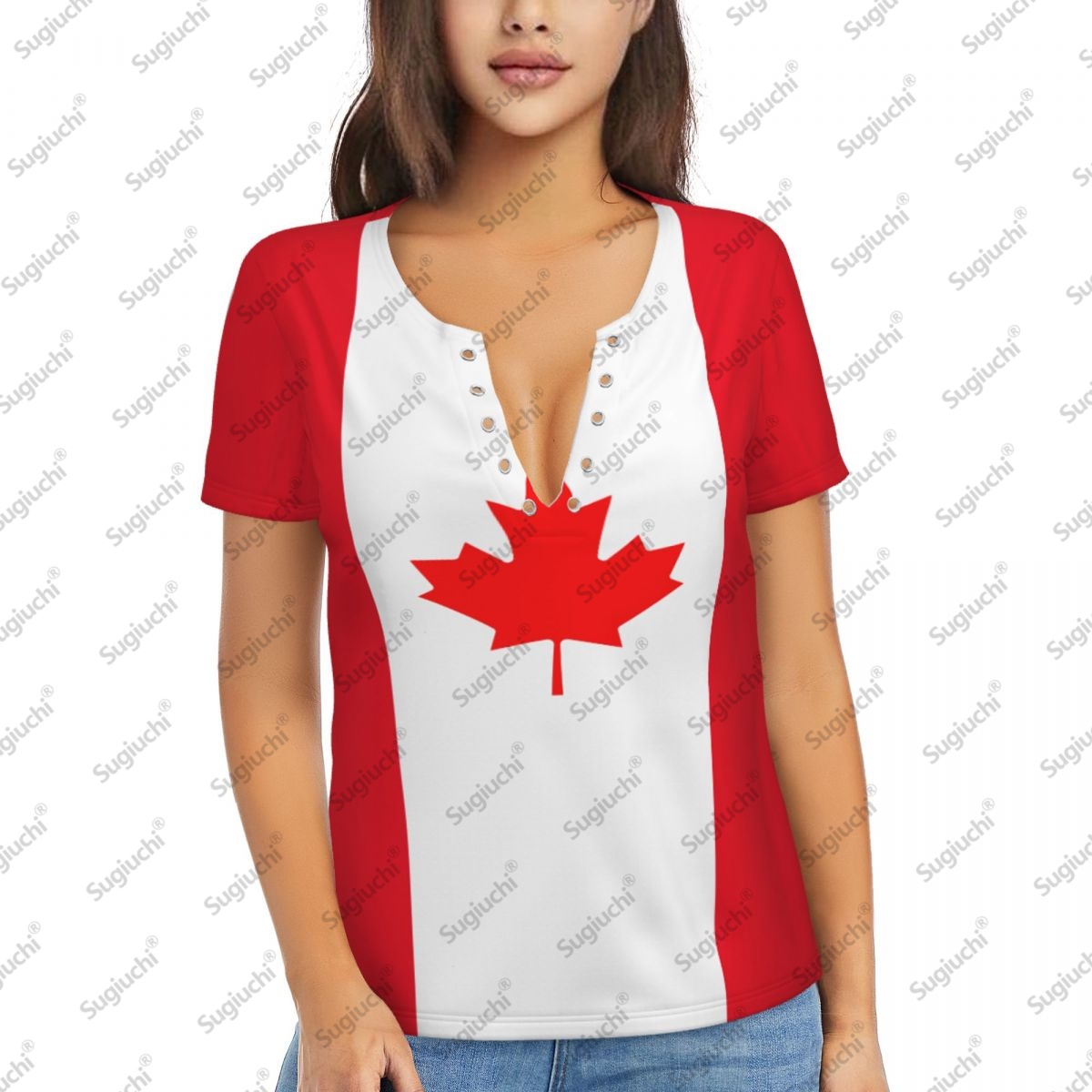 Summer Clothing Women Canada - Kaus Modis Lengan Pendek 3D Wanita